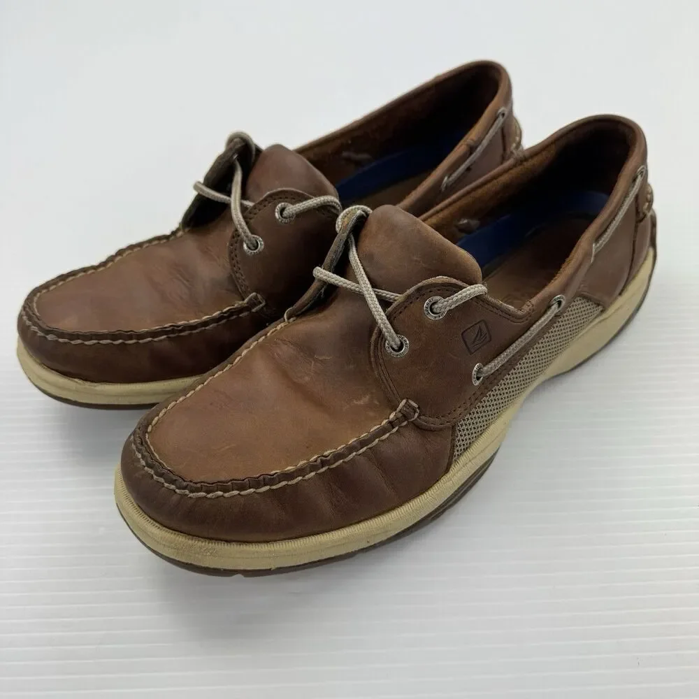 Sperry Top-Sider Men’s Leather Boat Shoes Brown Size 13 M Moc Toe Lace Up